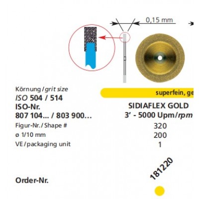 Диск алмазний SIDIA FLEX  Gold d-20 mm 181220